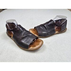 Born Handcrafted Gray Leather Open-Toe Sandals 10M